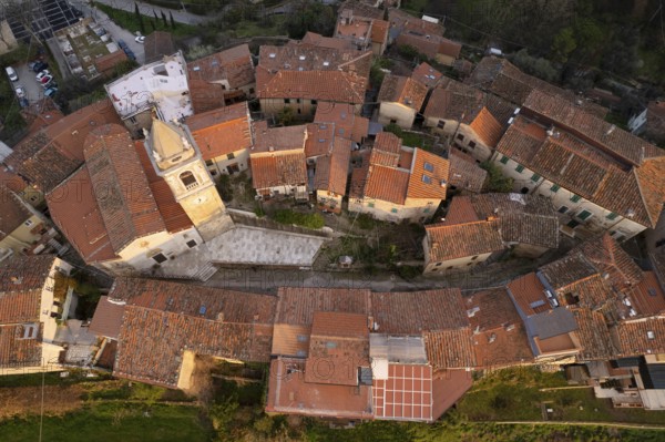 Aerial photographic documentation of the small village of Monteggiori in Versilia Tuscany