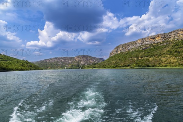 Rocks along the banks of the river in the national park Krka, Croatia