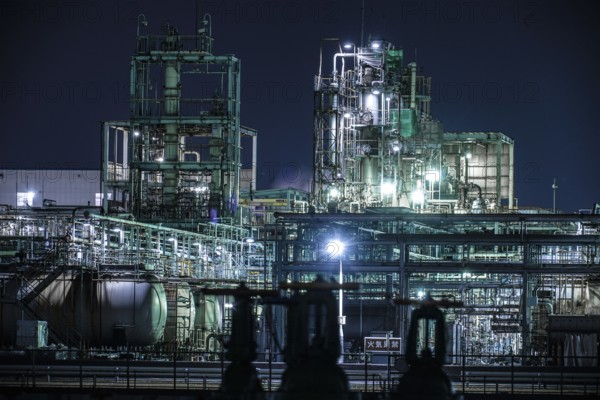 Factory night view of Kawasaki Keihin industrial zone. Shooting Location: Kawasaki City, Kanagawa Prefecture