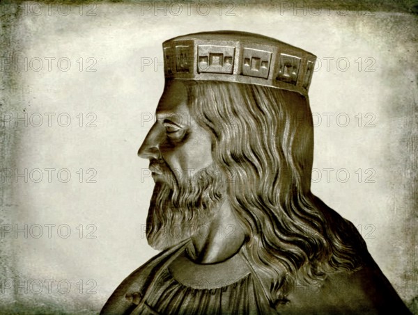 Clovis, Chlodovechus, Chlodwig I., Chlodowech, 466-511, King of the Franks, Merovingian dynasty, digitally edited after Caqué