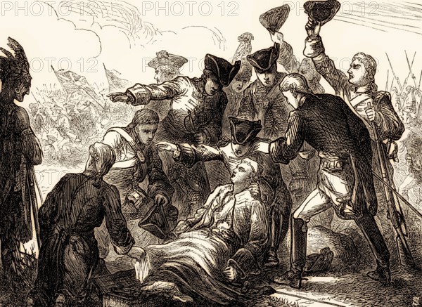 The Death of General Wolfe, Battle of the Plains of Abraham, Battle of Quebec, 1759, Seven Years' War, From British Battles on Land and Sea, by James Grant