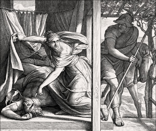 Jael Shows Barak the Body of Sisera, Old Testament, by Julius Schnorr von Carolsfeld, 1860