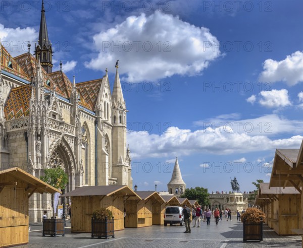 Budapest, Hungary 18.08.2021. Holy Trinity square on the upper town Buda in Budapest, Hungary, on a sunny summer morning, Budapest, Hungary