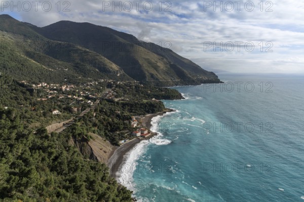 A view of the Maratea Coast and the hamlet of Acquafredda on the Italian coast of Basilicata