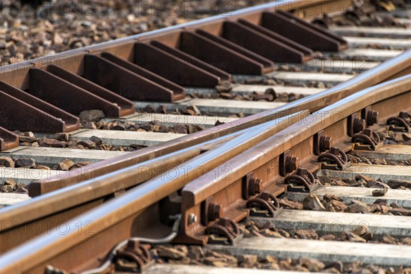 Track with points in a railway station