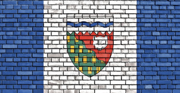 Flag of Northwest Territories painted on brick wall