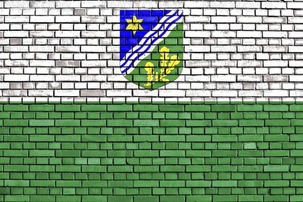 Flag of Tartu County painted on brick wall