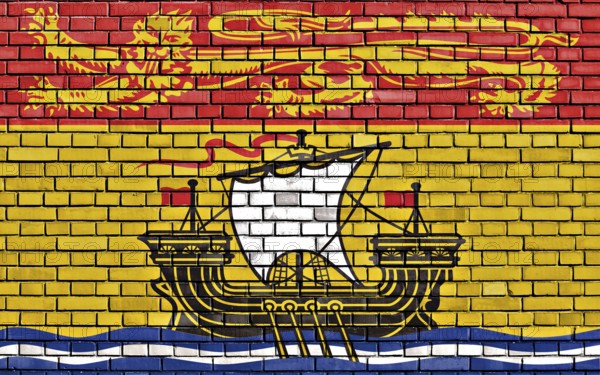 Flag of New Brunswick painted on brick wall