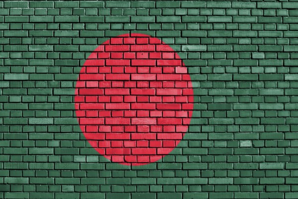Flag of Bangladesh painted on brick wall