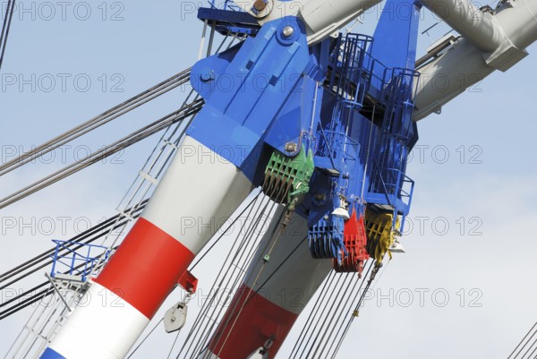 Details of the boom of a floating crane