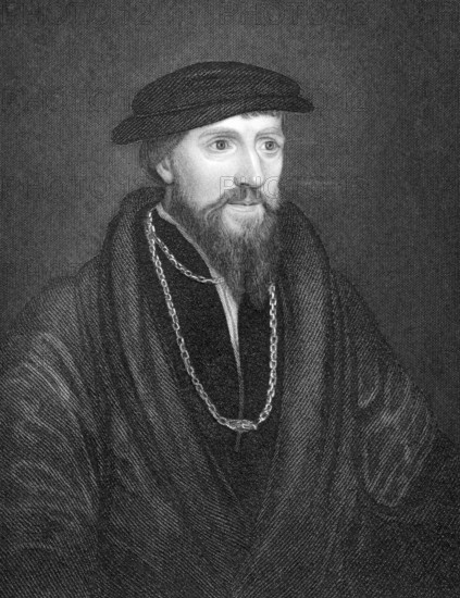 Anthony Denny (1501-1549) on engraving from 1840. Confidant of Henry VIII of England. Engraved by W.T. Mote after a painting by Holbein and published by J.Tallis & Co, London & New York
