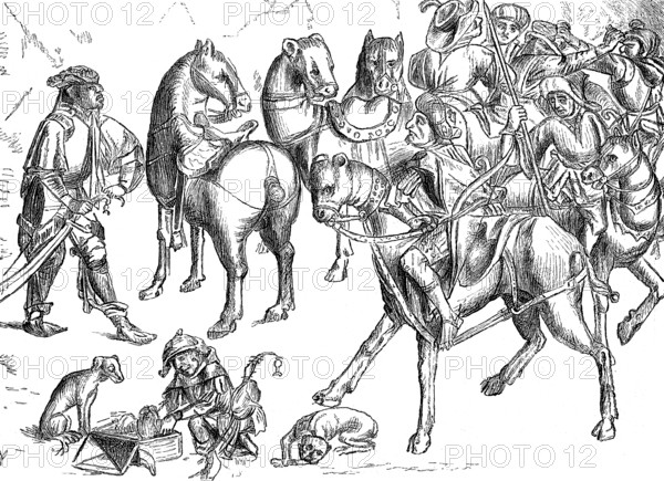 Very old representation of Turkish soldiers, 15th century