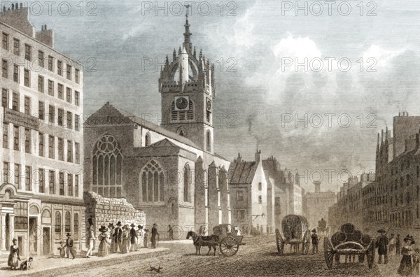 St Giles' Church, looking West, Edinburgh, Scotland, 19th century, from Modern Athens by Th. H. Shepherd