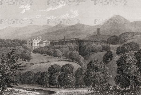Penicuik House, Penicuik, Midlothian, Scotland, 19th century, from Modern Athens by Th. H. Shepherd