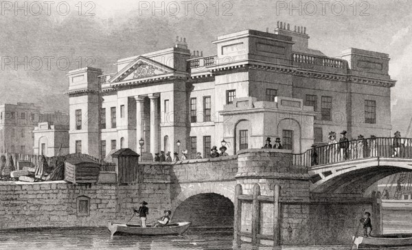 Custom House, Leith, Edinburgh, Scotland, 19th century, from Modern Athens by Th. H. Shepherd