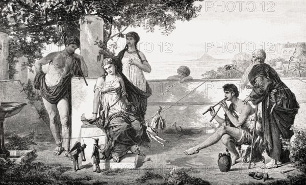Ancient Roman marionettist at Pompeii, Italy