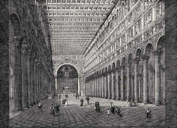 Interior view of St Paul's Church outside the walls, Rome, Italy