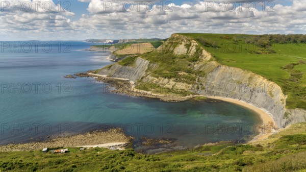 View from the South West Coast Path over Chapman's Pool, near Worth Matravers, Jurassic Coast, Dorset, UK