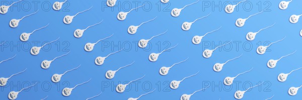 Sweet little smiling sperm background 3D illustration
