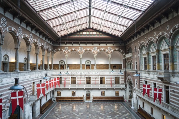 Copenhagen town hall Interior. City Hall. Historic City Hall Building in Denmark. interior Hall building Kobenhavns located on Square in central Copenhagen