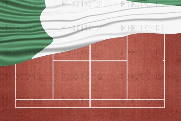Nigeria Flag on Clay Tennis Court, Sports Symbol