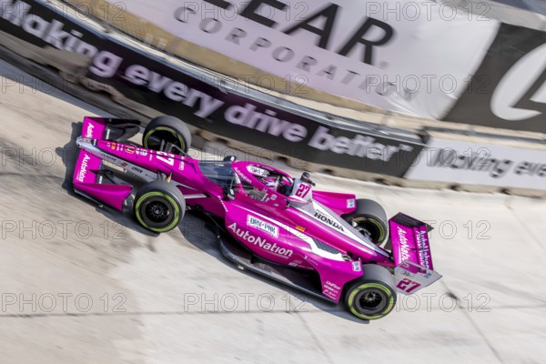 INDYCAR driver, KYLE KIRKWOOD (27) of Jupiter, Florida, travels through the turns in his Andretti Autosport Honda car during a practice session for the Chevrolet Detroit Grand Prix at the Streets of Downtown Detroit in Detroit, MI, USA