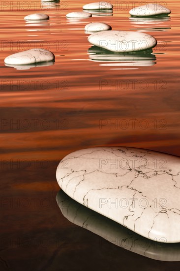 An image of some nice white step stones in the evening sea