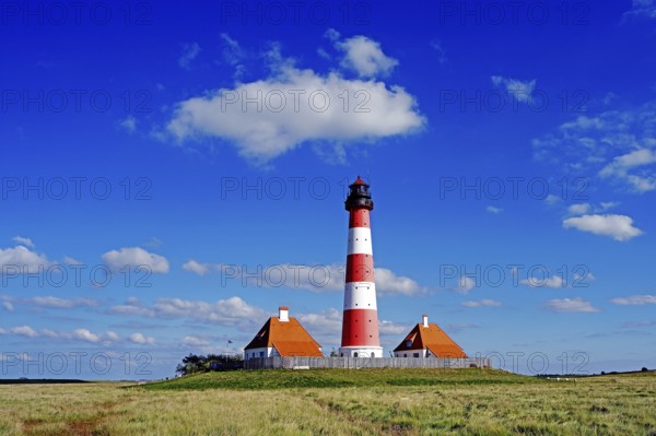 The lighthouse of Westerhever near St. Peter Ording, Westerheversand, Schleswig-Holstein, Federal Republic of Germany, Westerhever, Schleswig-Holstein, Federal Republic of Germany