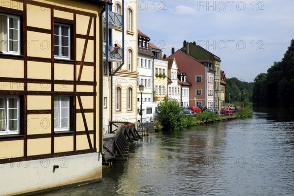 Half-timbered house on the Regnitz River, UNESCO World Heritage Bamberg, Upper Franconia, Bavaria, Germany
