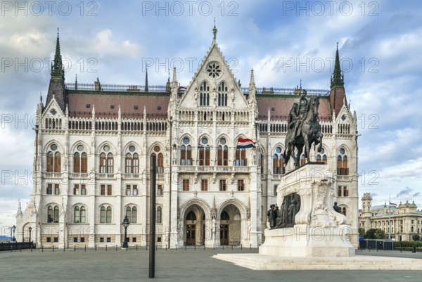 Hungarian Parliament Building was designed in neo-Gothic style and opened in 1902, Budapest, Hungary