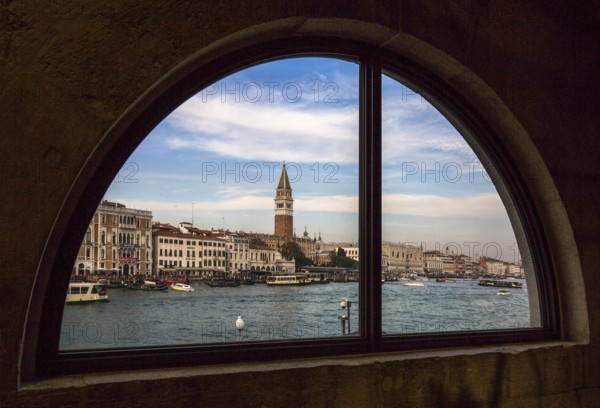 Italy Venice Dogana da Mar -116 View from a northern window of today's art museum (Fondazione Pinault) over the Bacino di San Marco to the Campanile