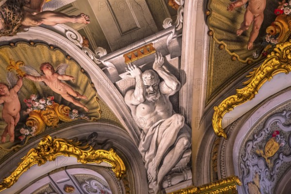 ROME, ITALY, JUNE 14, 2015 : interiors and architectural details of Doria Pamphilj Gallery, june 14, 2015, in Rome, Italy