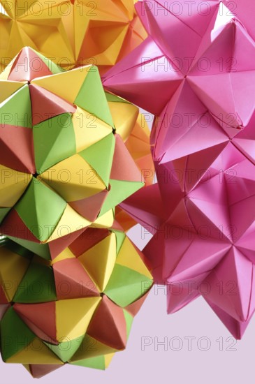 Colorful abstract Origami polyhedron figures