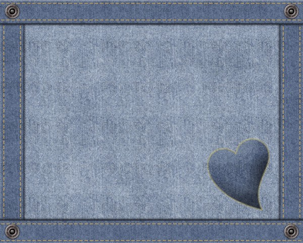 Jeans texture with sewn-on heart