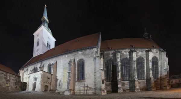Night panorama with cathedral in Bratislava