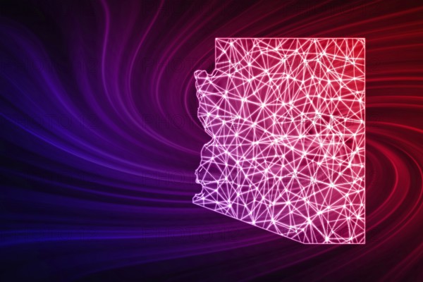 Map of Arizona, Polygonal mesh line map, modern map