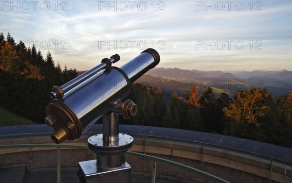 Observation telescope, panoramic view from the Pfänder into the Bregenzerwald and the Allgäu