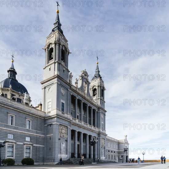 Madrid, Spain, November 1, 2019: Almudena Cathedral, Santa Maria la Real de La Almudena, is a Catholic church and the seat of the Roman Catholic Archdiocese of Madrid