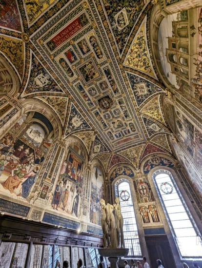 SIENA, ITALY, SEPTEMBER 23, 2023, Rich ornate famous Piccolomini Library in the Siena cathedral in Italy