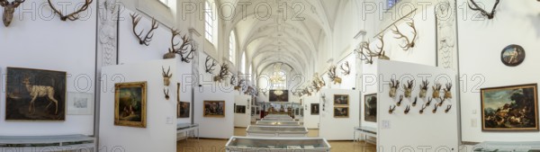 Panoramic photo of the interior of the German Hunting and Fishing Museum, Munich, Upper Bavaria, Bavaria, Germany