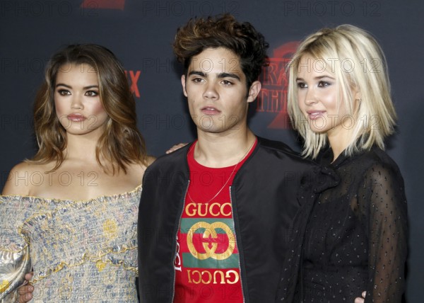 Paris Berelc, Emery Kelly and Isabel May at the Netflix's season 2 premiere of 'Stranger Things' held at the Regency Village Theatre in Westwood, USA on October 26, 2017