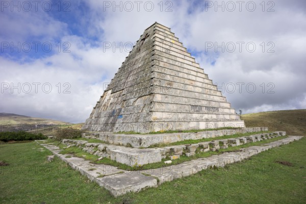 Pyramid of the Italians, 1937, mausoleum built by Francisco Franco after the Battle of Santander, Burgos province, Puerto del Escudo, Spain