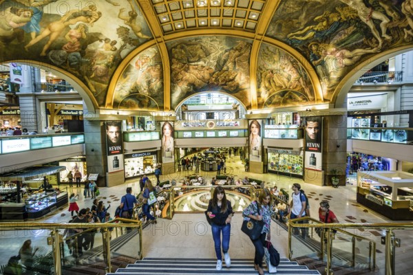 Galerias Pacifico, Frescoes in the dome of the galleries. The central panel in the image was painted by Antonio Berni, Buenos Aires, republica Argentina