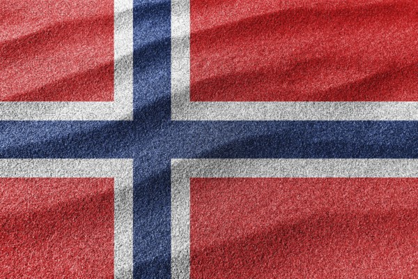 Norway sand flag, national flag sand background