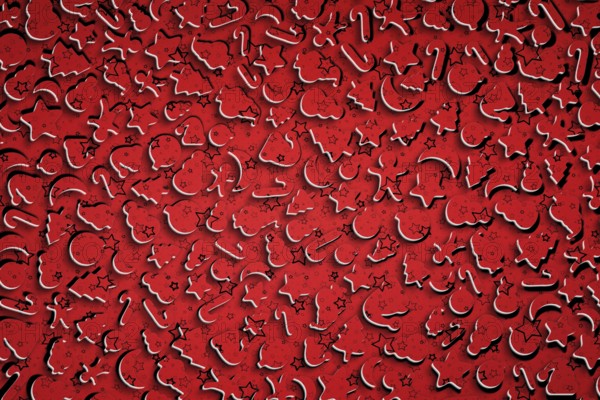 Red Christmas Cookies Background, Holiday greeting card