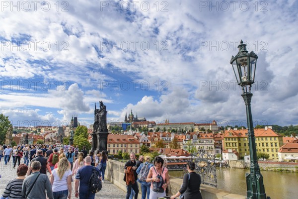 People on the Charles Bridge in Prague, Czech Republic
