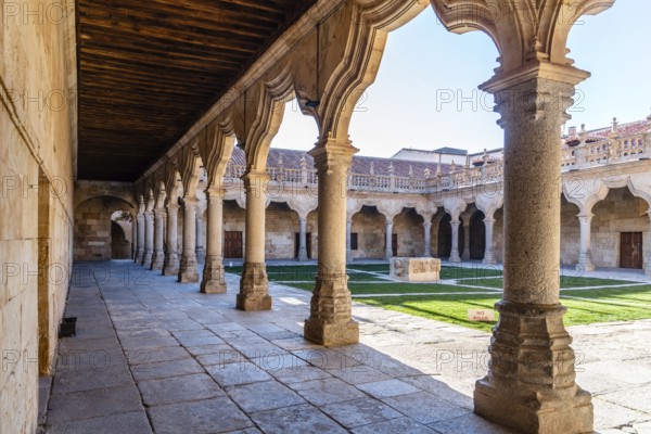 Salamanca, Spain, January 14, 2022: The University of Salamanca. The oldest university in Spain. Plateresque cloister