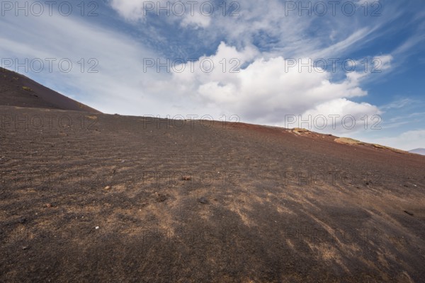 Amazing volcanic landscape and lava desert in Timanfaya national park, Lanzarote, canary islands, Spain