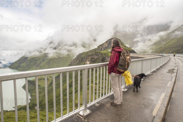 Scenic panoramic view from the reservoirs and its alpine landscape near Kaprun in the Austrian Alps