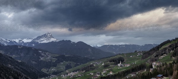 Cloudy evening in Dolomites mountains. Italian Dolomites
